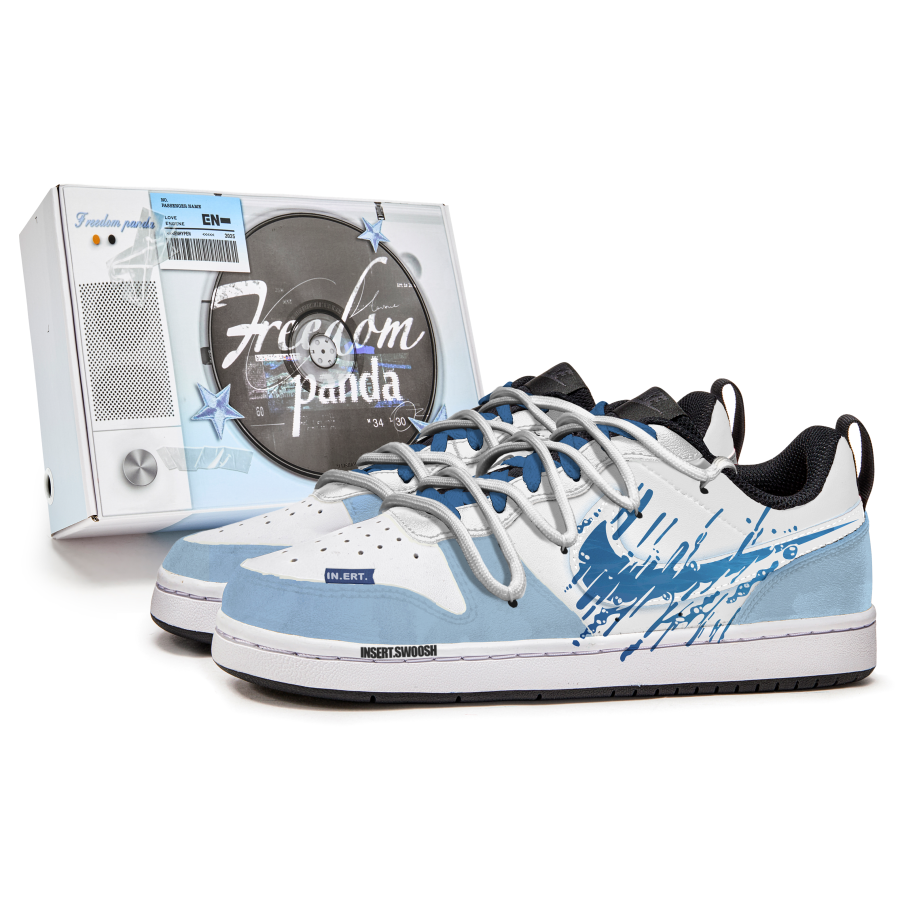 Nike Nike Court Borough Slip Resistant Abrasion Resistant Low top Kids' Skateboarding Shoes Blue White Teenagers