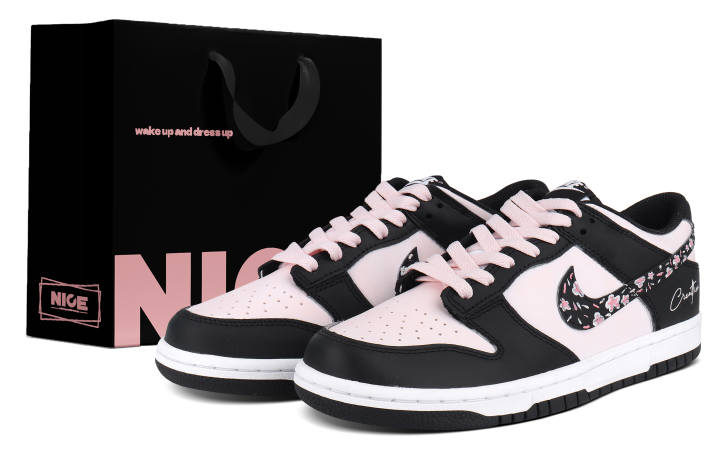 Nike Nike Dunk Leather Low top Kids' Skateboarding Shoes Black Pink Teenagers