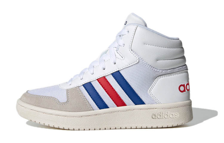 Adidas Neo Hoops 2.0 Mid K Abrasion Resistant Breathable Mid top Vintage Basketball Shoes White Kids'