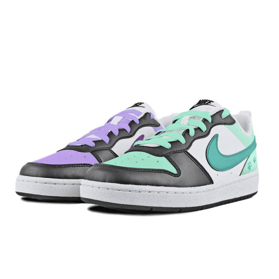 Nike Nike Court Borough Purple Green Grape Lime Slip Resistant Abrasion Resistant Low top Kids' Skateboarding Shoes White