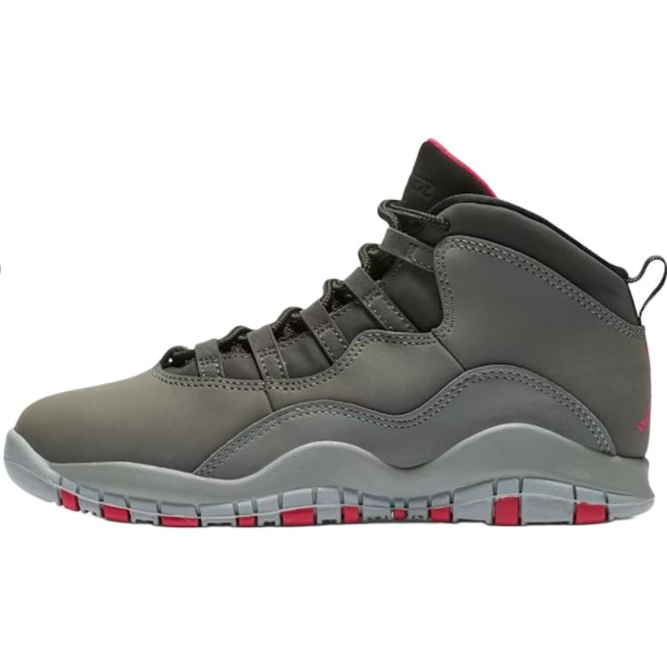 Jordan Jordan Air Jordan 10 Abrasion Resistant Mid top Children's Basketball Shoes Gray Children Aged 3 7 Years Old
