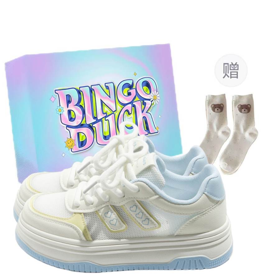 BINGO DUCK Slip Resistant And Breathable Slip Resistant And Breathable Low top Skateboard Shoes Women's Sky Blue