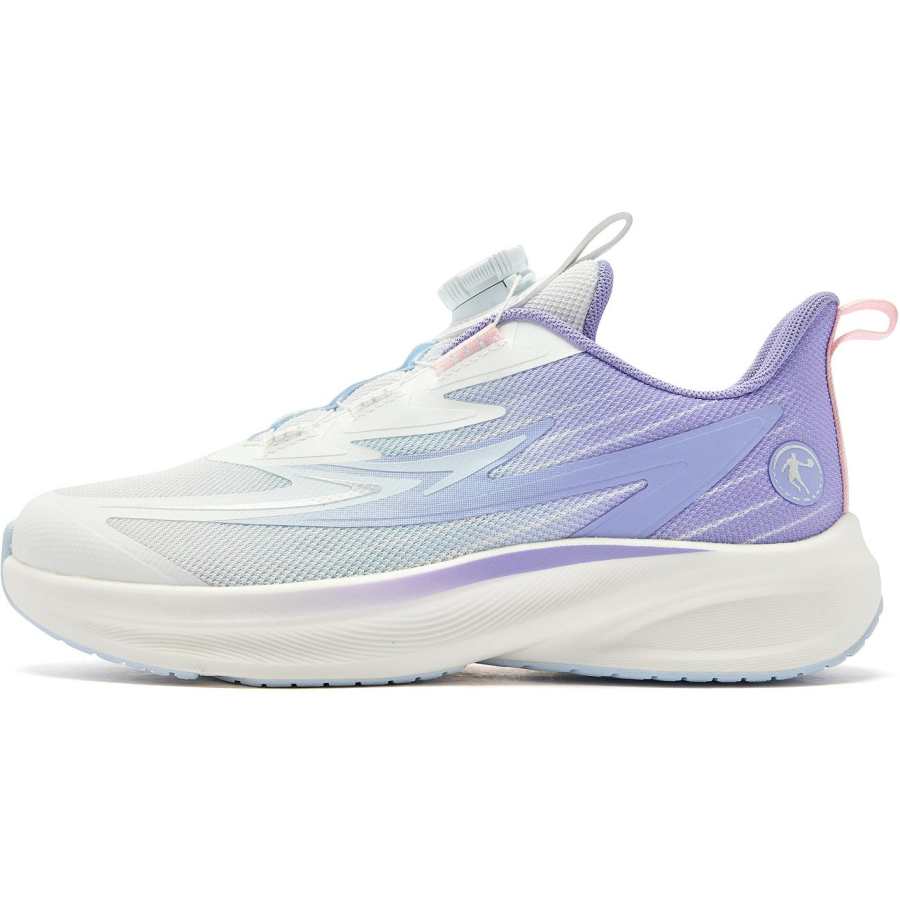 QIAODAN Light Speed 2.0 Synthetic Leather, Textile Low top Running Shoes Jordan White/Yu Ying Purple Teenagers