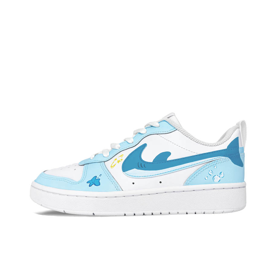 Nike Nike Court Borough Slip Resistant Abrasion Resistant Low top Kids' Skateboarding Shoes Blue White Teenagers