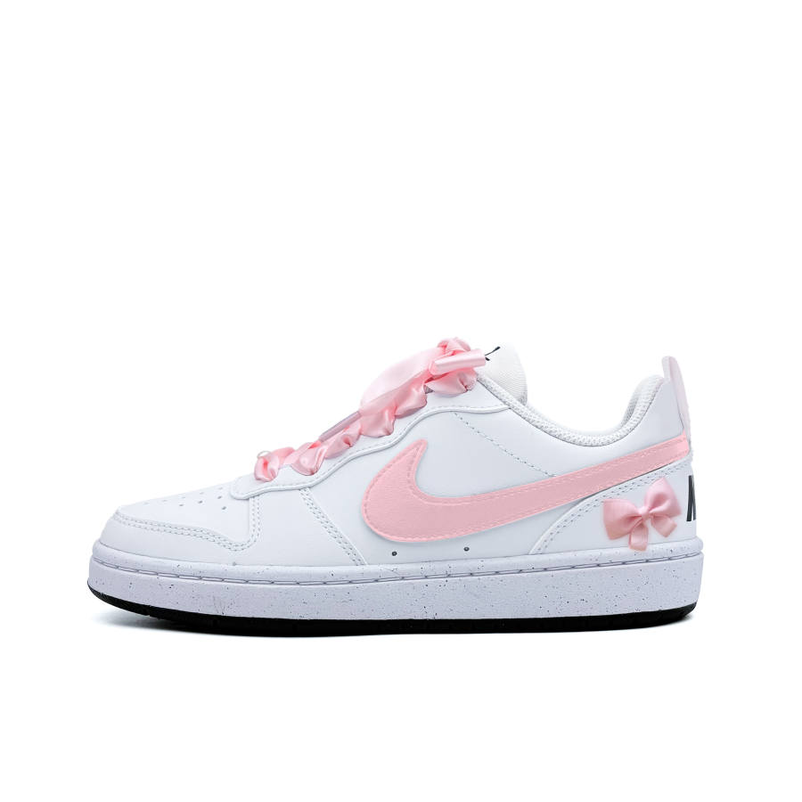 Nike Nike Court Borough Pink Cherry Butterfly Synthetic Leather Abrasion Resistant Abrasion Resistant Low top