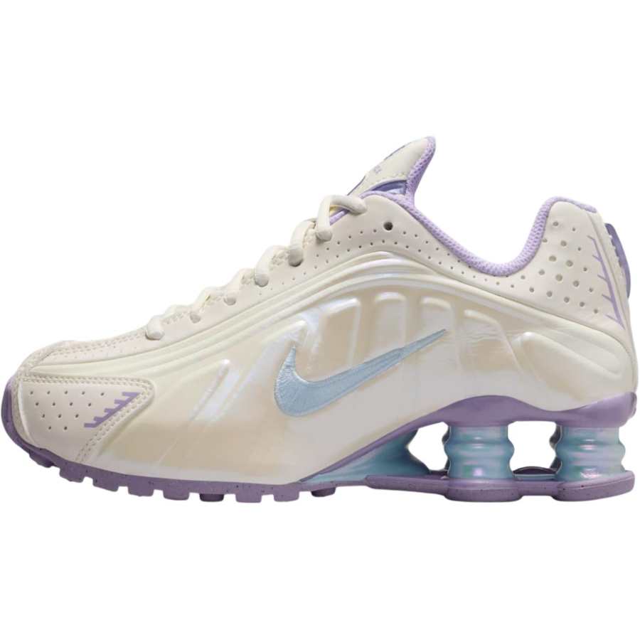 Nike Nike Shox R4Shox Slip Resistant Cushioning Abrasion Resistant Breathable Low top Running Shoes Pink White Unisex