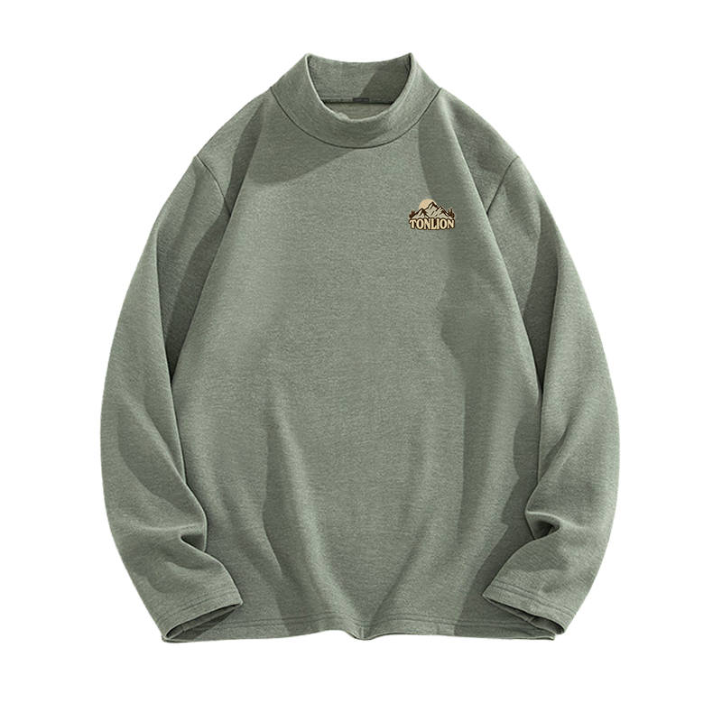 Tonlion T Shirts Unisex Half Turtleneck Thickened Straight Fit