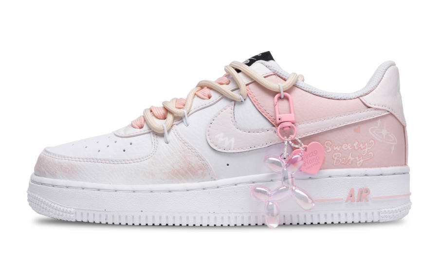 Nike Nike Air Force 1 Lucky Puppy Leather Abrasion Resistant Height Increasing Low top Kids' Skateboarding Shoes Pink