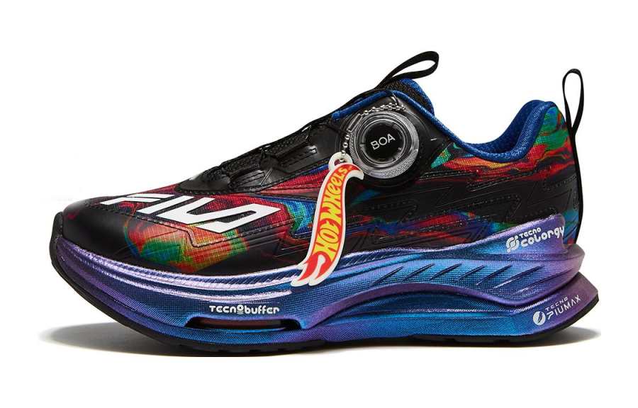 FILA KIDS Slip Resistant Cushioning Low top Kids' Running Shoes Black Blue Teenagers