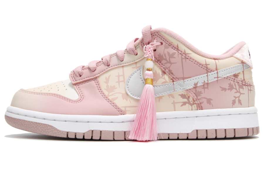 Nike Nike Dunk Pink Velvet Synthetic Leather Slip Resistant Abrasion Resistant Low top Kids' Skateboarding Shoes Pink
