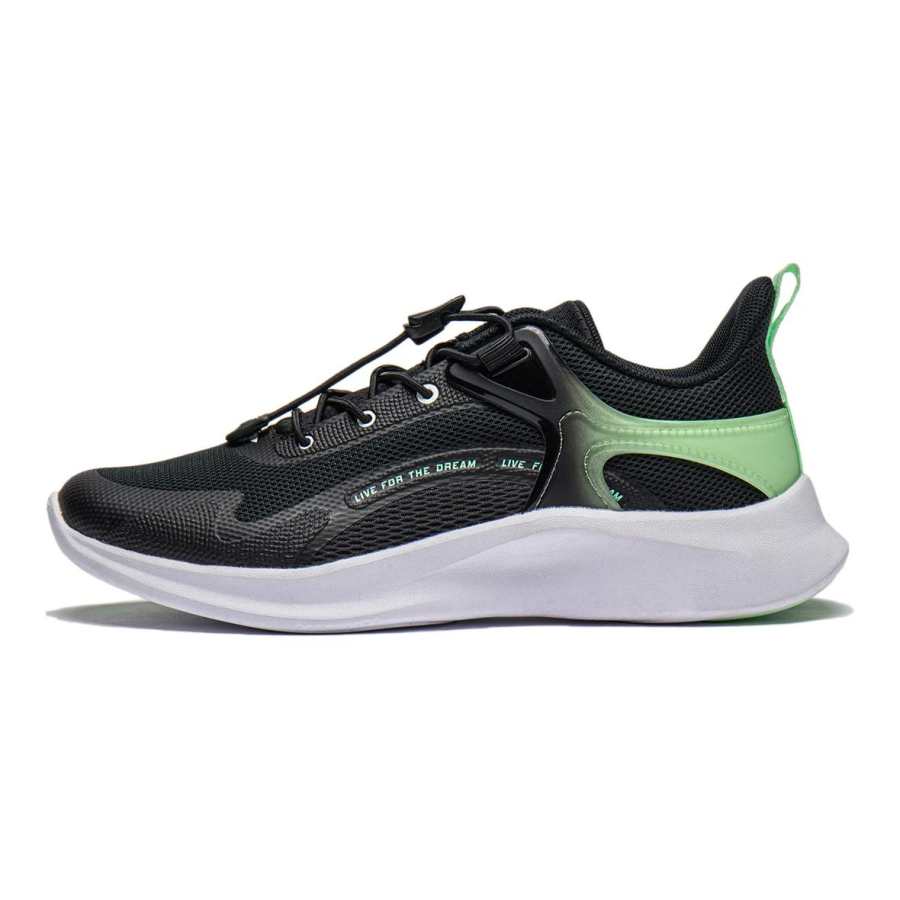 Li-Ning YOUNG Li Ning YOUNG Sports Trendy Fabric Low top Casual Shoes Black Green Unisex