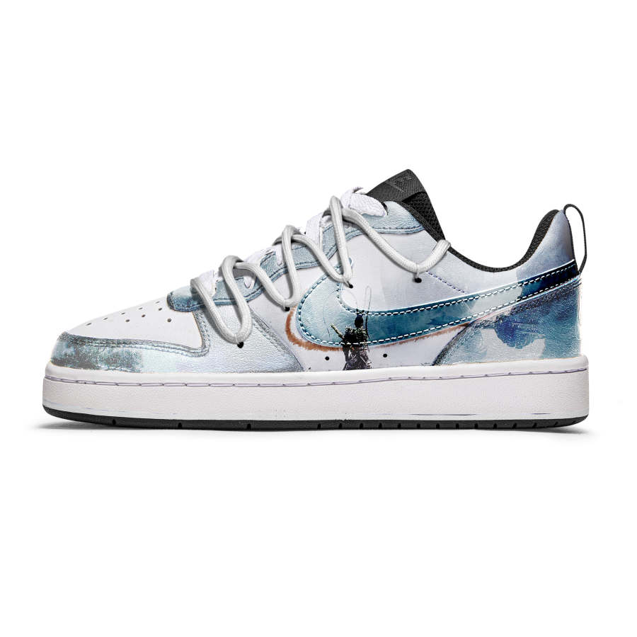 Nike Nike Court Borough Slip Resistant Abrasion Resistant Low top Kids' Skateboarding Shoes Blue White Teenagers