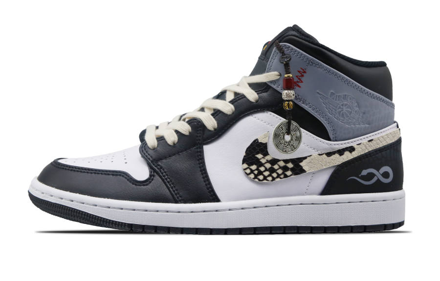 Jordan Jordan Air Jordan 1 Leather Cushioning, Wear Resistant Mid top Children's Basketball Shoes Dark Gray Teenagers