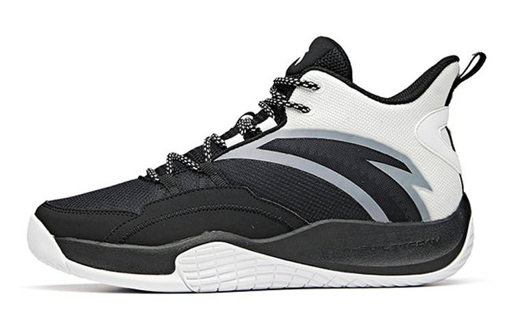 Antakids Dark Night Synthetic Leather, Textile Sports Mid top Basketball Shoes Black White Unisex