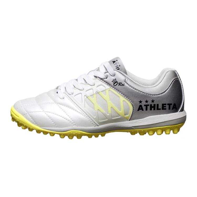 ATHLETA Pu Slip Resistant Abrasion Resistant Slip Resistant Abrasion Resistant Low top Kids' Soccer Shoes White Silver