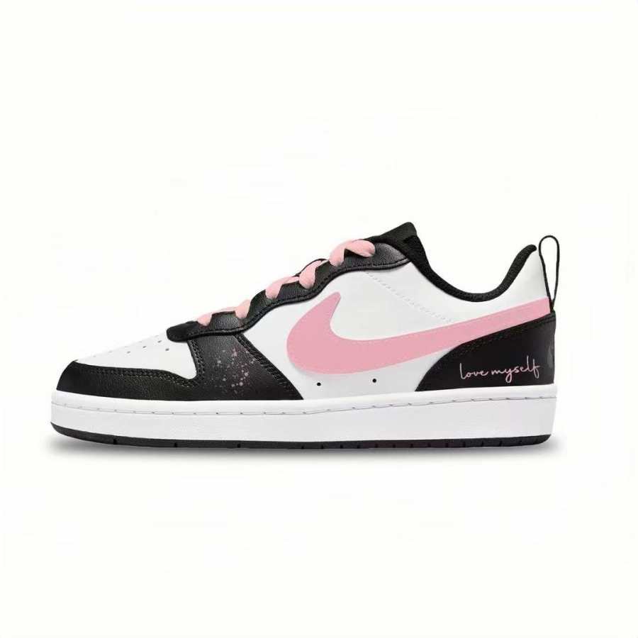 Nike Nike Court Borough Burgundy Prayer Bead Leather Low top Kids' Skateboarding Shoes Black Pink Unisex
