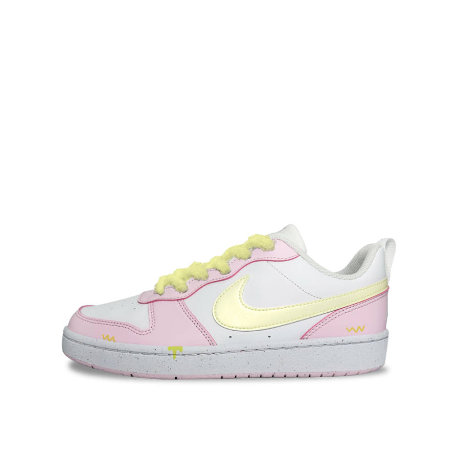 Nike Nike Court Borough Cheese Synthetic Leather Slip Resistant Abrasion Resistant Low top Kids' Skateboarding Shoes Pink