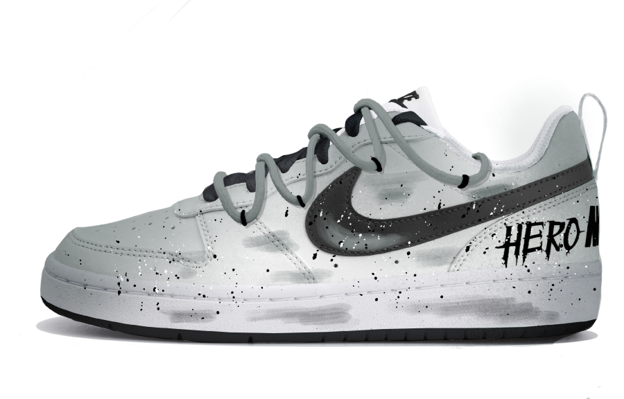 Nike Nike Court Borough Gray Ink Graffiti Low top Kids' Skateboarding Shoes Black Gray Teenagers