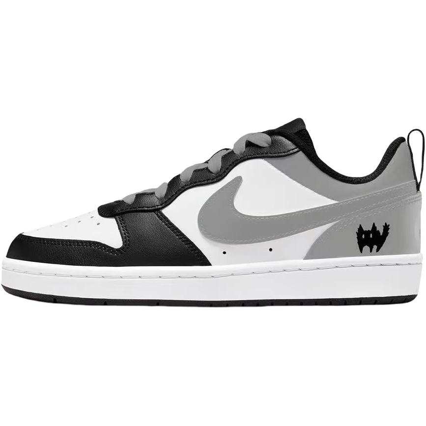 Nike Nike Court Borough Little Gray Fashion Abrasion Resistant Low top Kids' Skateboarding Shoes White Unisex