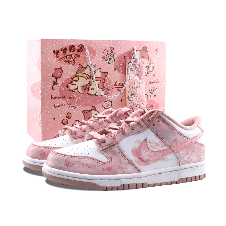 Nike Nike Dunk Pink Velvet Cushioning, Wear Resistant Low top Kids' Skateboarding Shoes Pink Teenagers