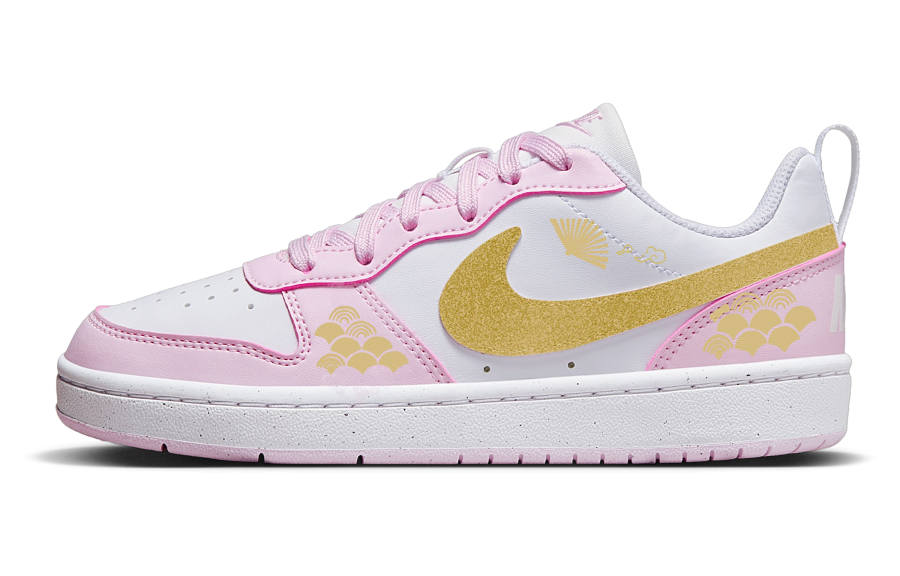 Nike Nike Court Borough Low Synthetic Leather Slip Resistant Abrasion Resistant Low top Kids' Skateboarding Shoes Pink