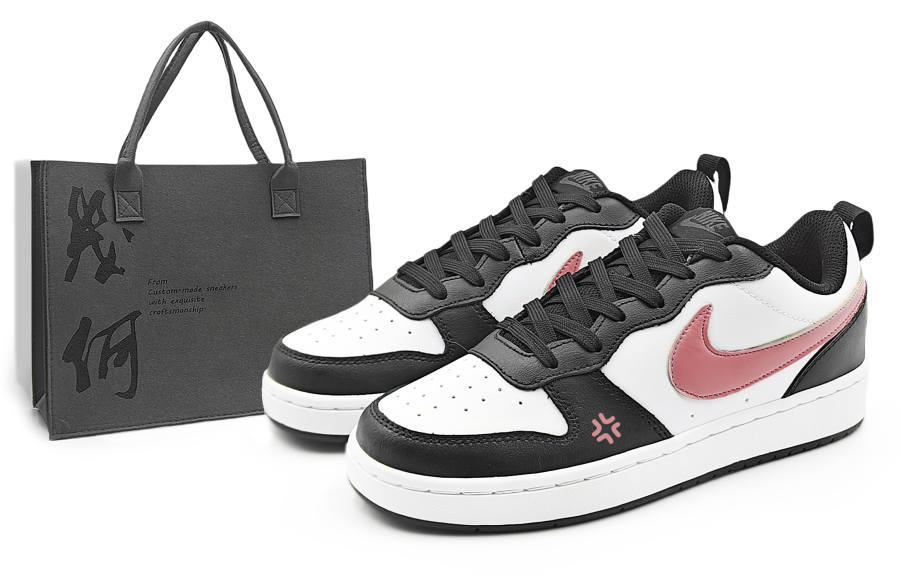Nike Nike Court Borough Leather Low top Kids' Skateboarding Shoes Black Pink Teenagers
