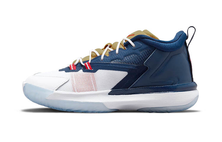 Jordan Jordan Zion 1 Mid top Children's Basketball Shoes White Blue Children Aged 3 7 Years Old