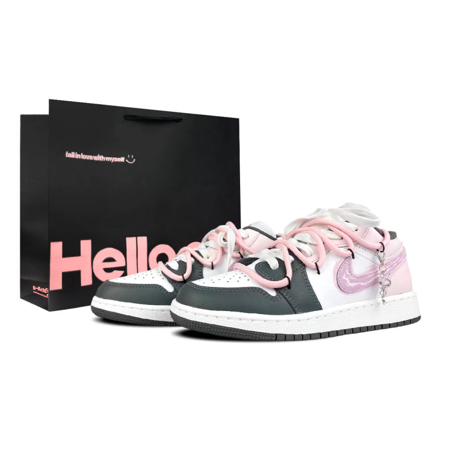 Jordan Jordan Air Jordan 1 Pink Ink Star Tide Low top Children's Basketball Shoes Pink Teenagers