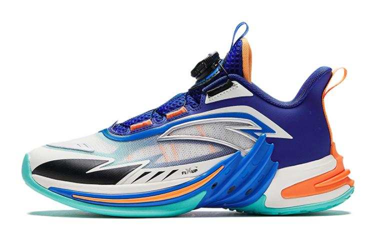 Antakids Comfortable Mid top Basketball Shoes White Blue Orange Teenagers