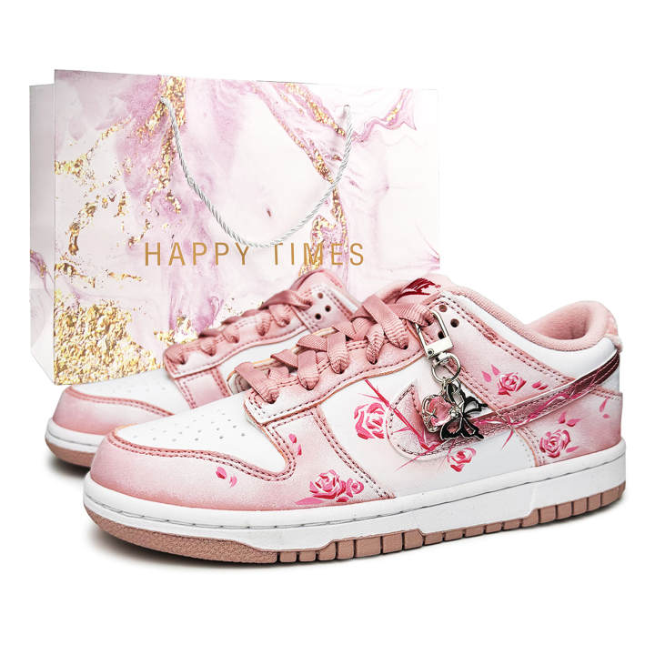 Nike Nike Dunk Rose Whispers Synthetic Leather Abrasion Resistant Abrasion Resistant Low top Kids' Skateboarding Shoes Pink