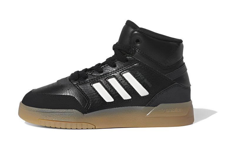 Adidas Originals Drop Step Synthetic Leather Cushioning, Wear Resistant High top Kids' Skateboarding Shoes Black Kids'