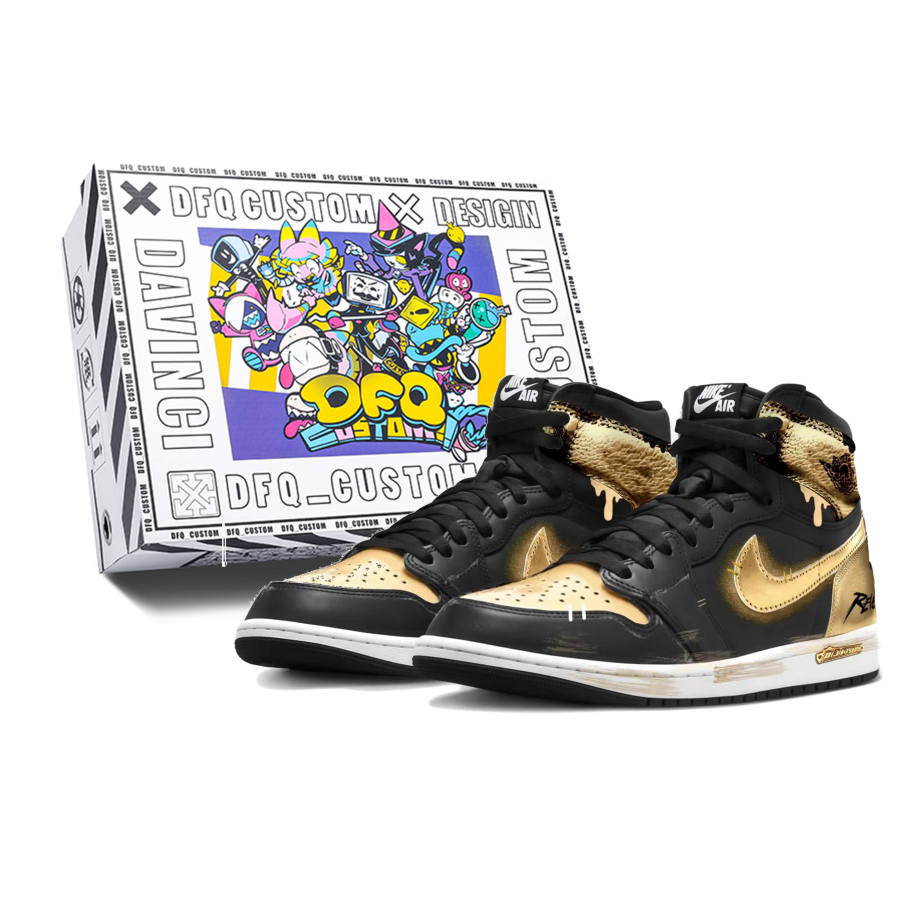 Jordan Jordan Air Jordan 1 Gold Fishing Hooks, Box Cushioning Abrasion Resistant Cushioning, Wear Resistant Mid top