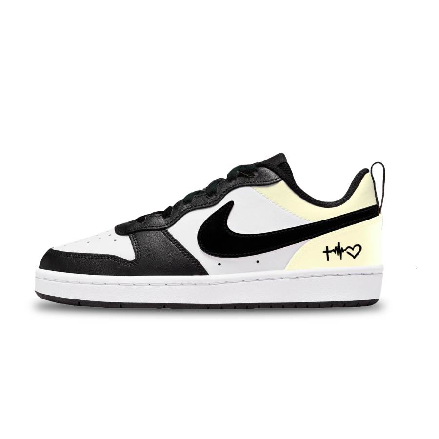 Nike Nike Court Borough Heartfelt Signal Low top Kids' Skateboarding Shoes Black/White/Beige/Yellow Unisex