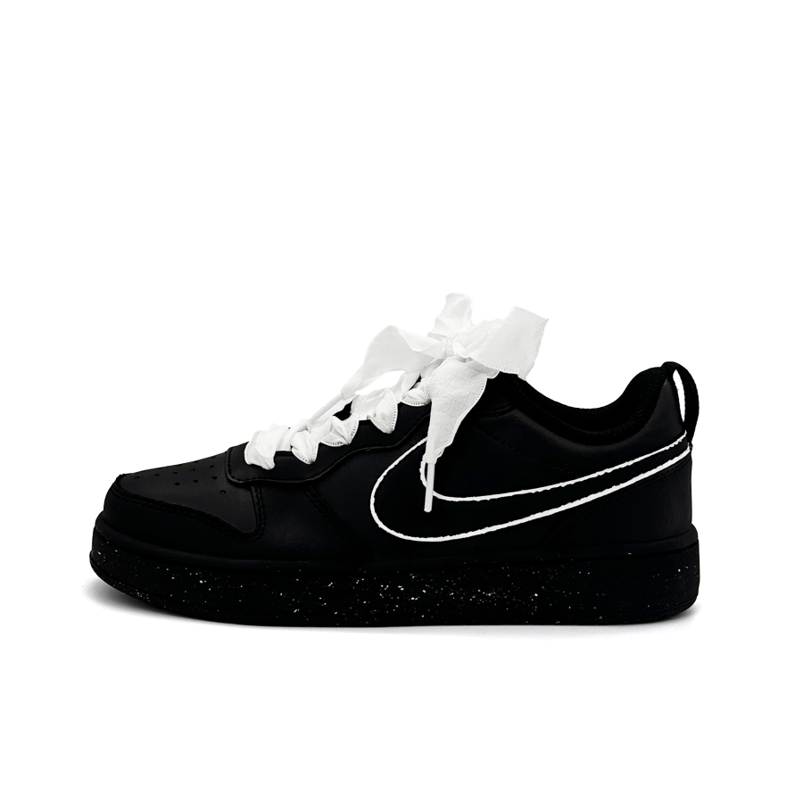 Nike Nike Court Borough Ink Leather Slip Resistant Low top Kids' Skateboarding Shoes Black Teenagers