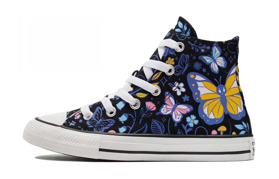 Converse Chuck Taylor All Star Comfortable Abrasion Resistant High top Kids Canvas Shoes Black Multicolor Teenagers