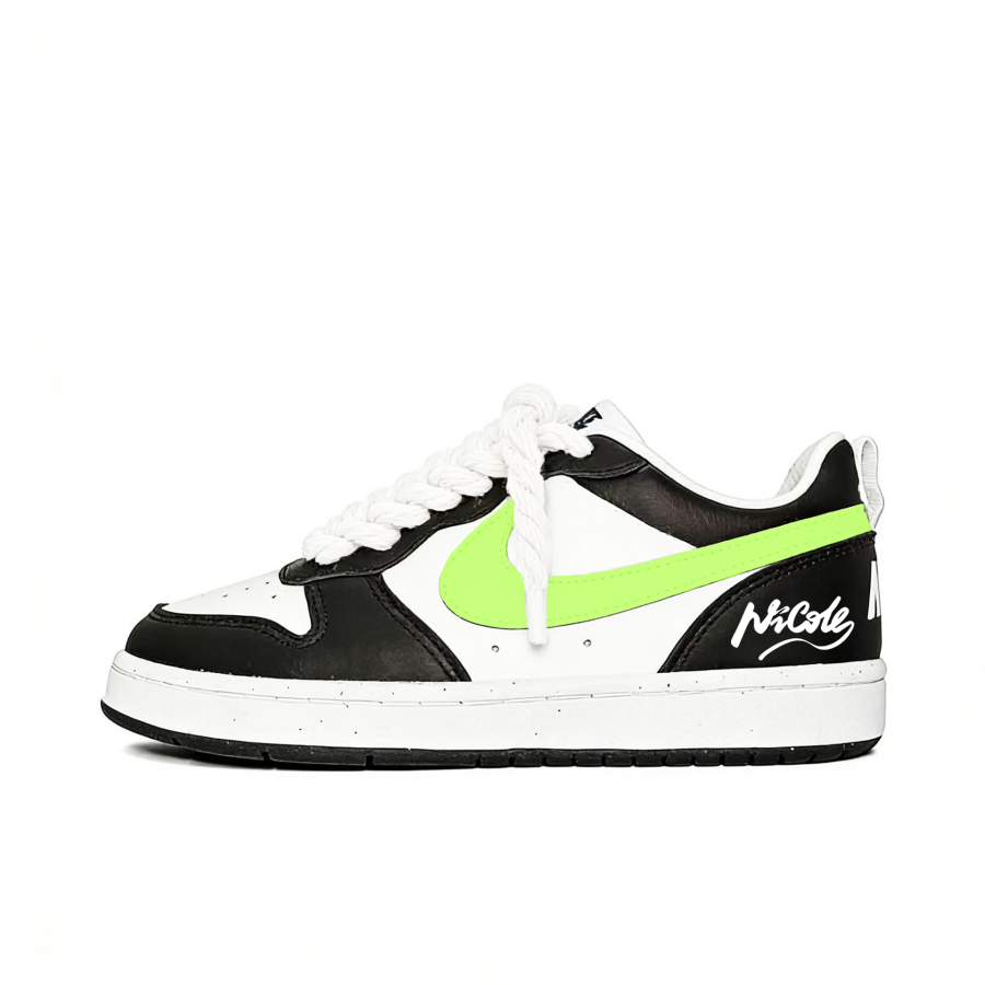 Nike Nike Court Borough Neon Green Slip Resistant Abrasion Resistant Low top Kids' Skateboarding Shoes Black Green Teenagers