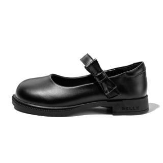 BELLE BABY Slip Resistant Abrasion Resistant Low top Kids' Leather Shoes Black Kids'