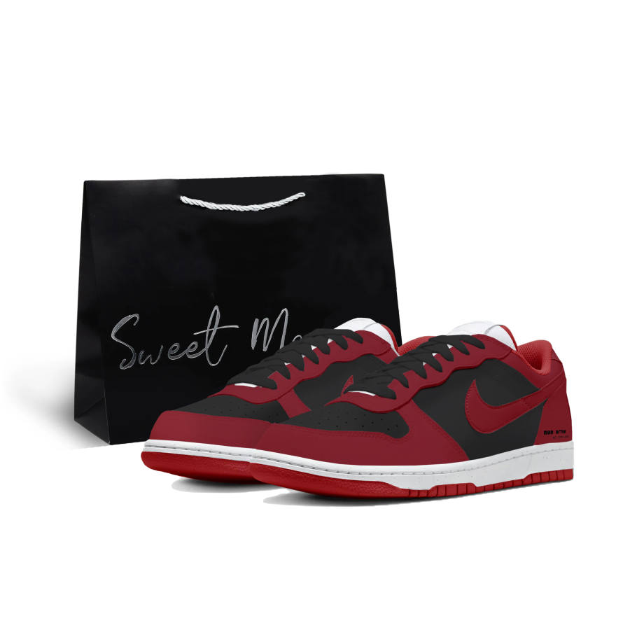 Nike Nike Big Unfinished Synthetic Leather Abrasion Resistant Low top Skateboard Shoes Men's Black Red