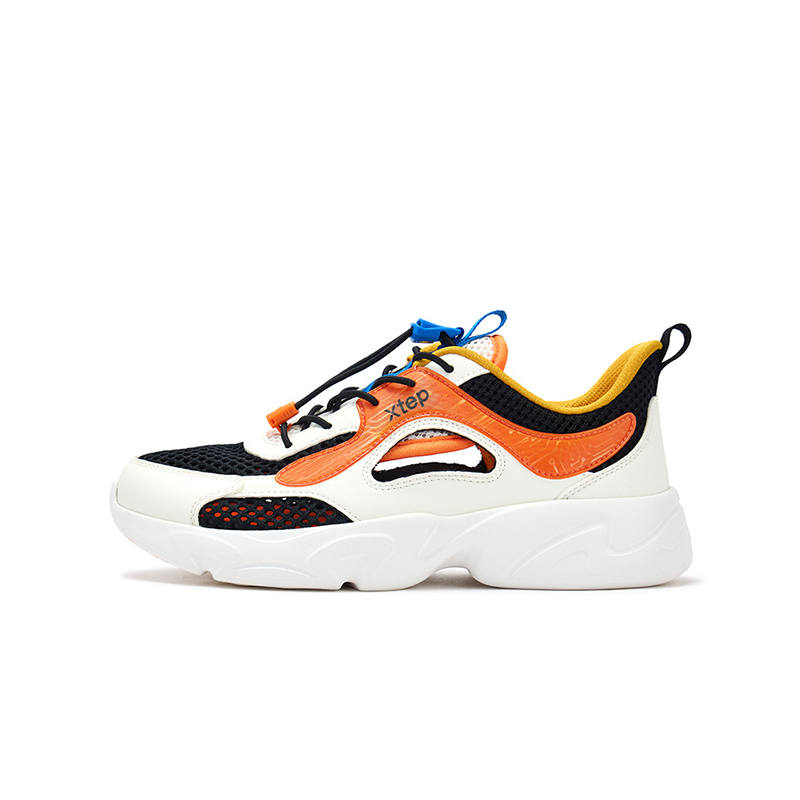 XTEP Slip Resistant Abrasion Resistant Low top Casual Shoes Black Sail White Lava Orange Kids'