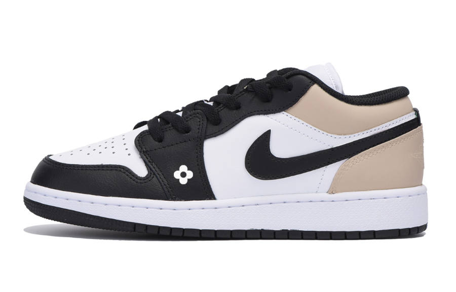 Jordan Jordan Air Jordan 1 Stamen Latte Leather Low top Children's Basketball Shoes White Teenagers