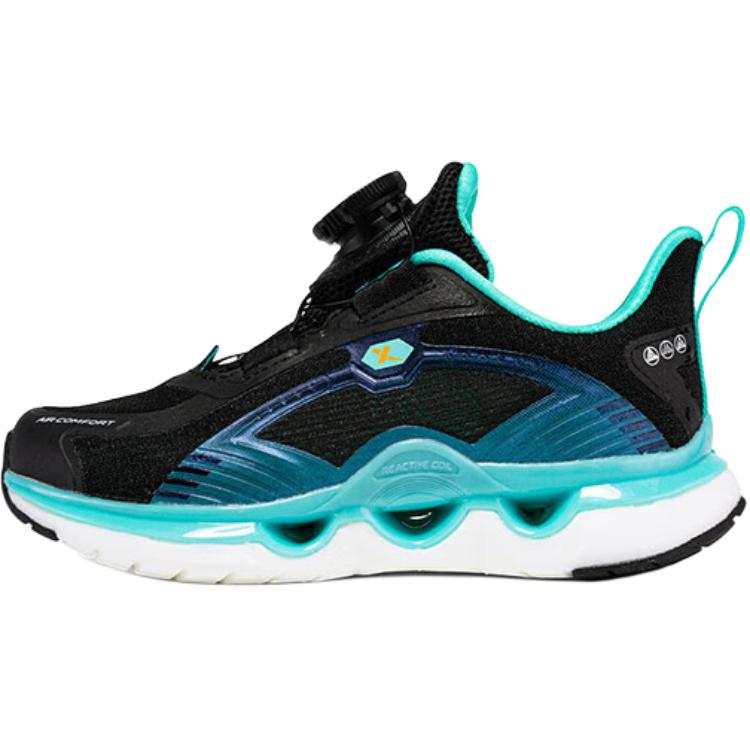 XTEP Breathable Mesh Slip Resistant Slip Resistant Low top Kids' Running Shoes Black Green Children Aged 3 7 Years Old