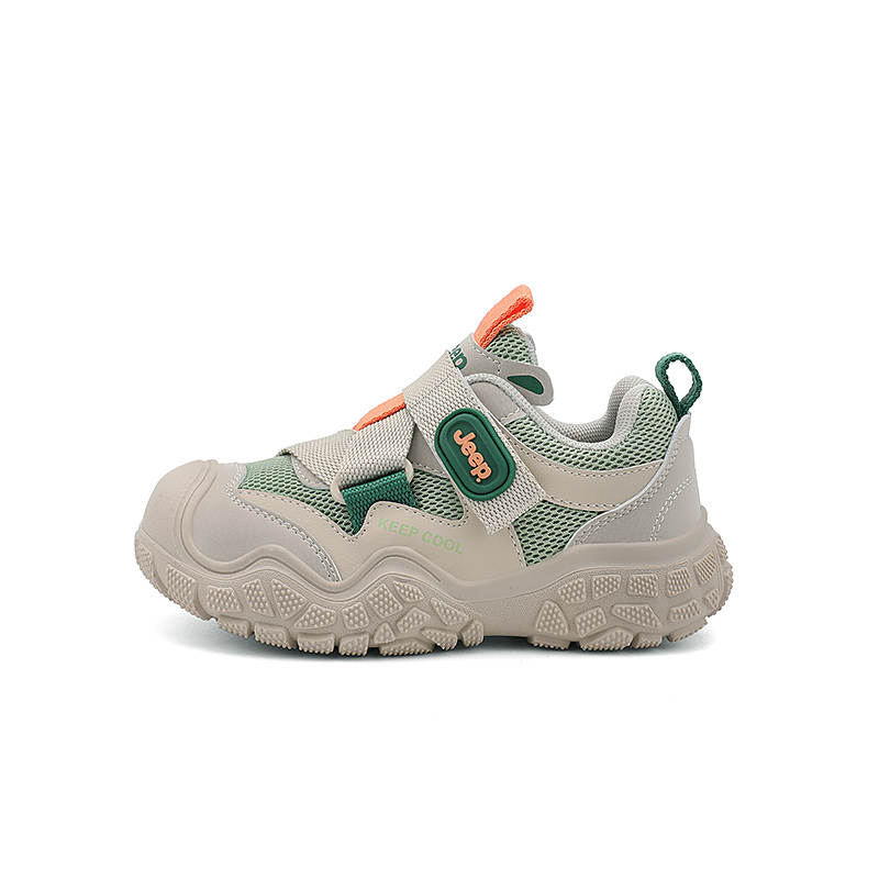 Jeep Synthetic Leather Kids Lifestyle Shoes Beige Green Kids'