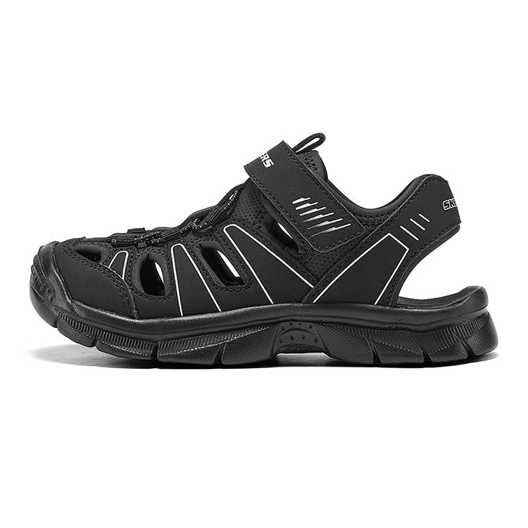 Skechers Kids Textile, Synthetic Leather Low top Sandal Black/Silver Kids'