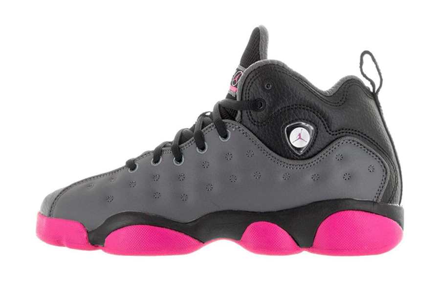 Jordan Jordan Jumpman Team II Leather, Textile Mid top Basketball Shoes Black Gray Pink Unisex