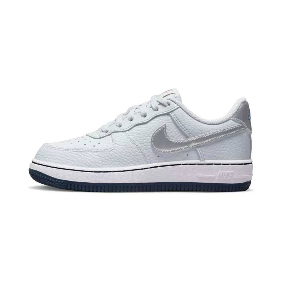 Nike Nike Air Force 1 Casual Slip Resistant Abrasion Resistant Low top Kids' Skateboarding Shoes White Silver