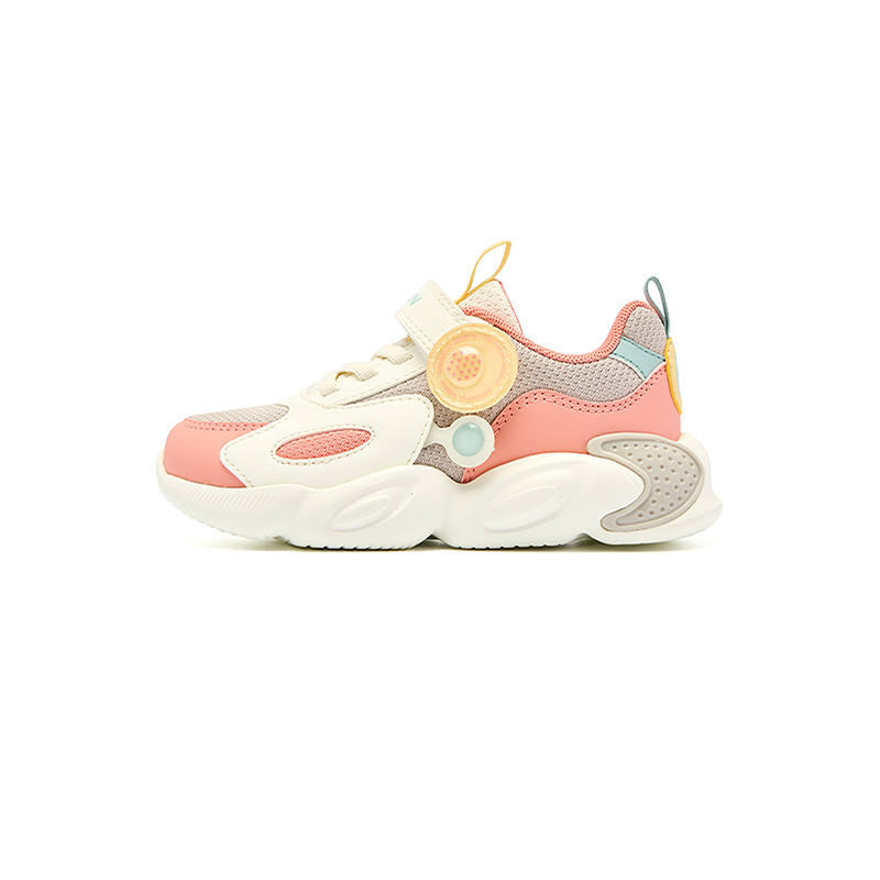 QIAODAN Lightweight Cushioning Low top Kids' Running Shoes Pumice/Flower Dust Powder Children Aged 3 7 Years Old