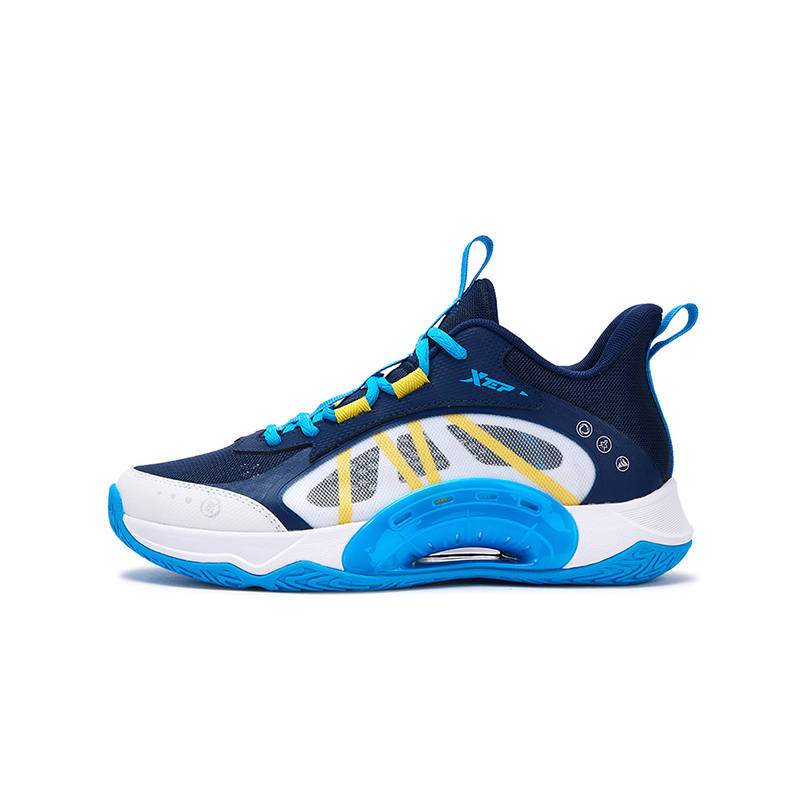 XTEP Low top Basketball Shoes Dark Blue Mango Yellow Teenagers