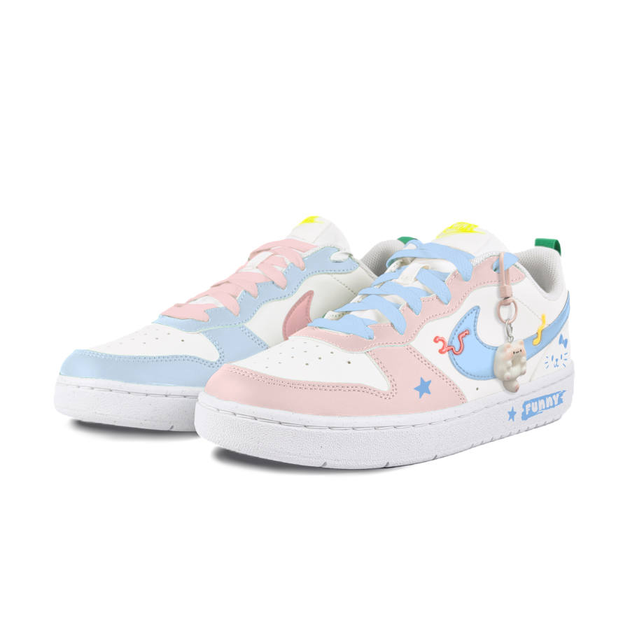 Nike Nike Court Borough Slip Resistant Abrasion Resistant Low top Kids' Skateboarding Shoes White Teenagers