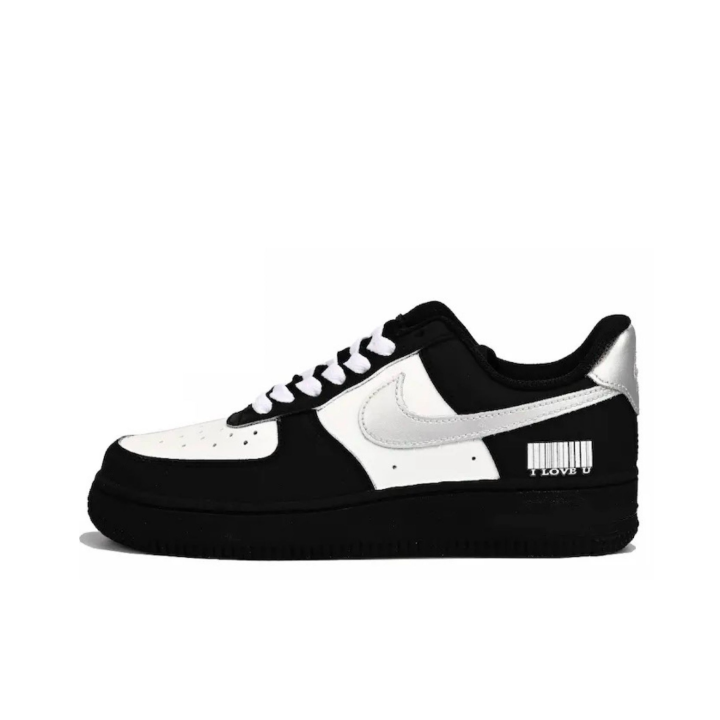 Nike Nike Air Force 1 Black White Silver Wing Vlad Synthetic Leather Slip Resistant Cushioning Low top