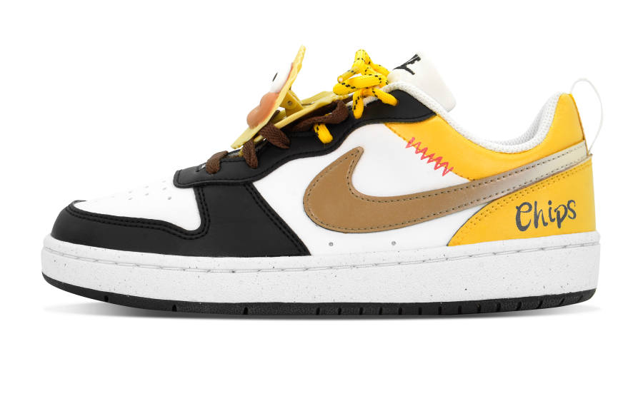 Nike Nike Court Borough LOW RECRAFT DEER Low top Kids' Skateboarding Shoes Black White Yellow Teenagers